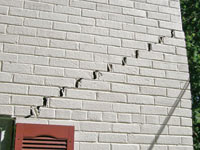 Stair-step cracks showing in a home foundation in Dearborn Heights