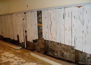 A wet, flooded finished basement in Pontiac